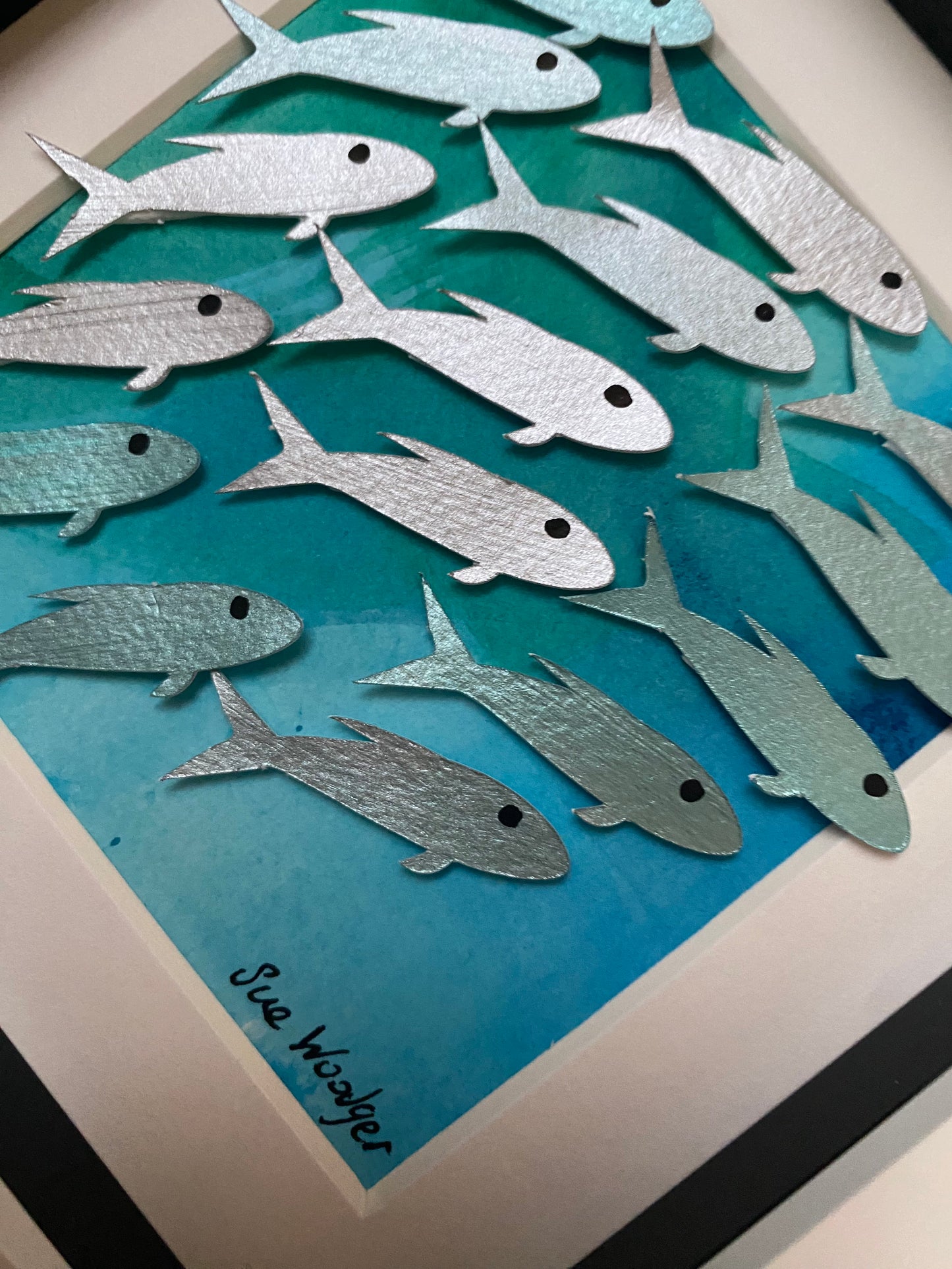 Shoaling fish - miniature papercut fish shoal