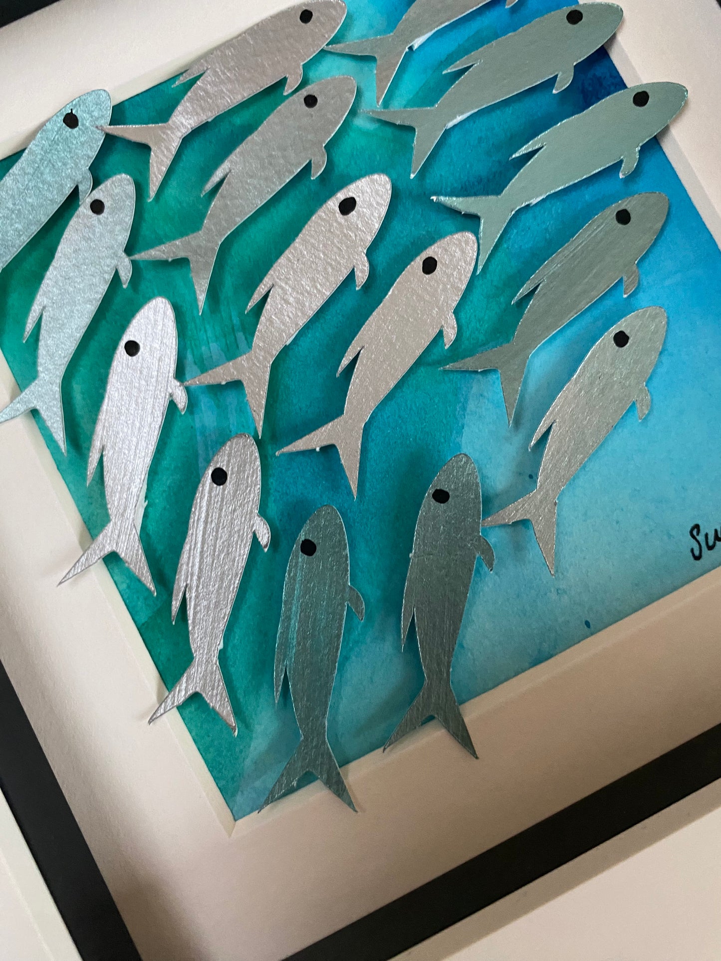 Shoaling fish - miniature papercut fish shoal