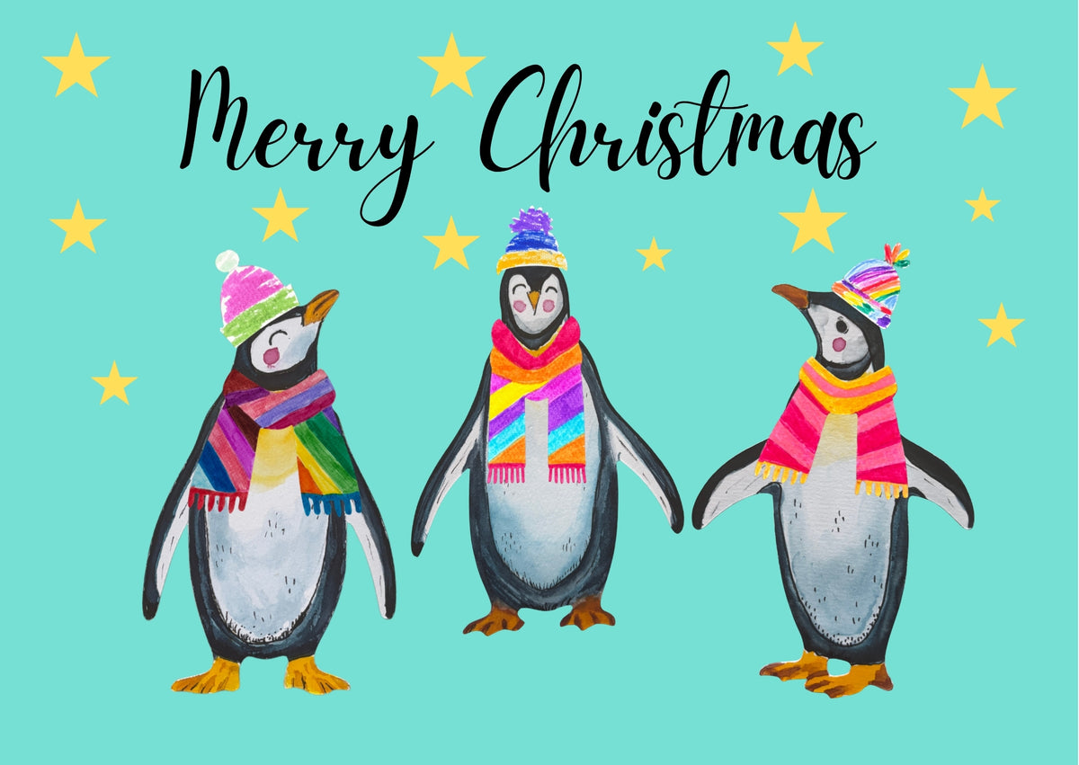 Charity Christmas Cards - Cosy Little Penguins - Pack of 8