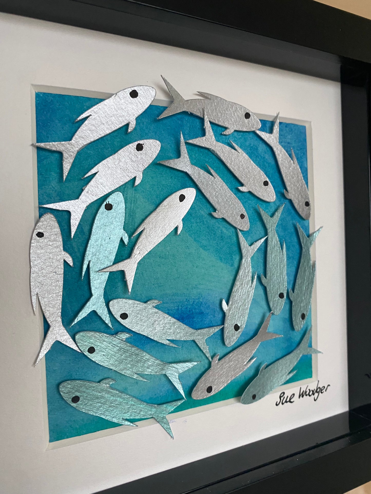 Shoaling fish - miniature papercut fish shoal