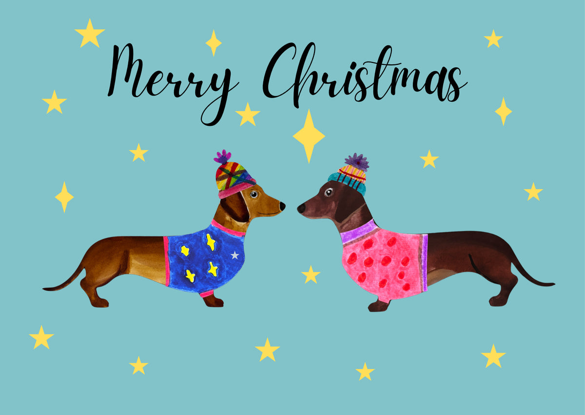 Charity Christmas Cards - Cosy Little Dachshunds - Pack of 8