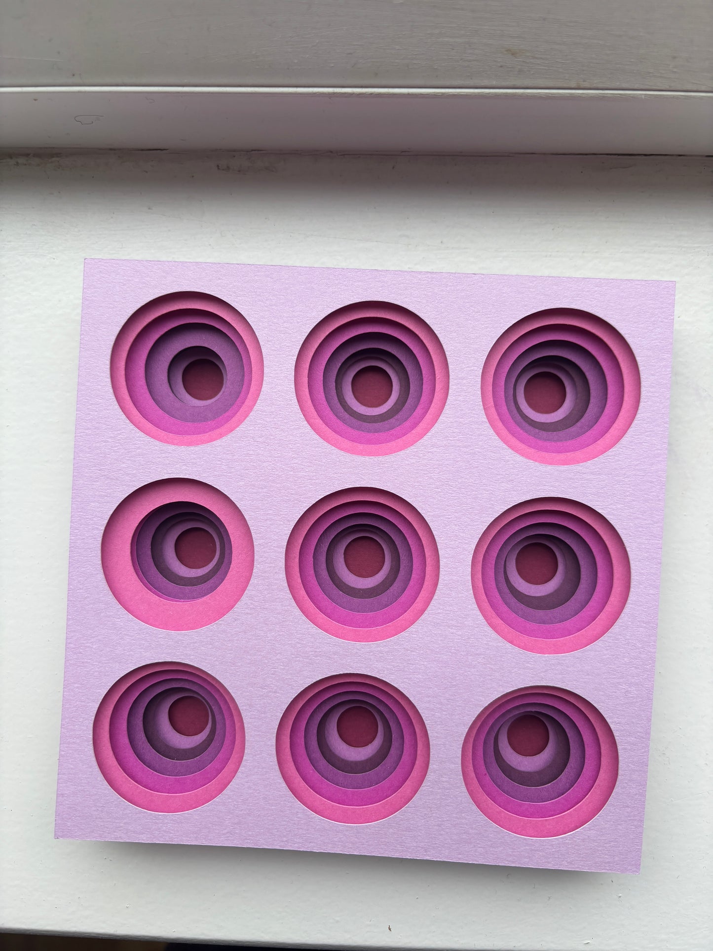 The Pink Circles - Layered paper sculpture