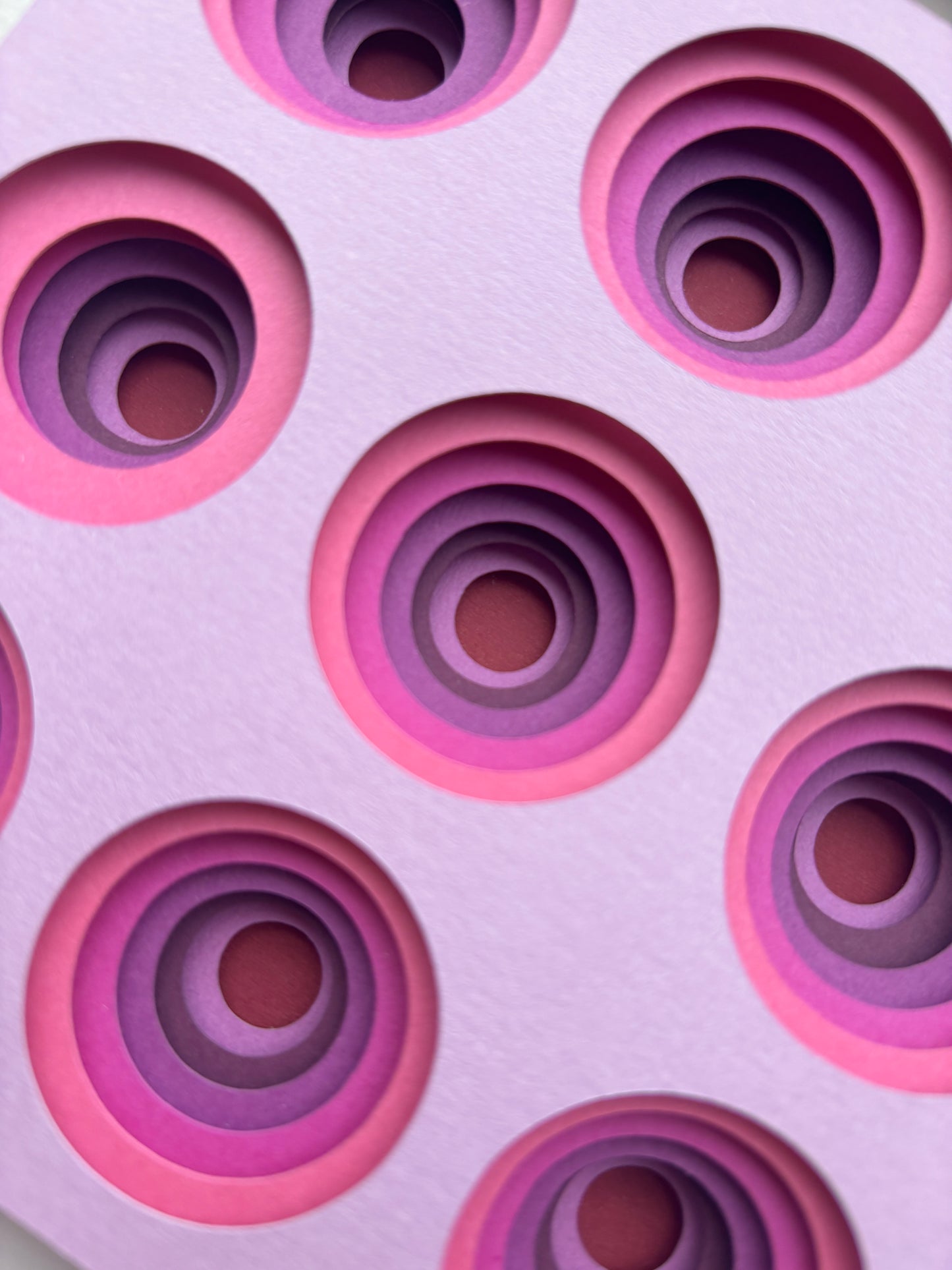 The Pink Circles - Layered paper sculpture