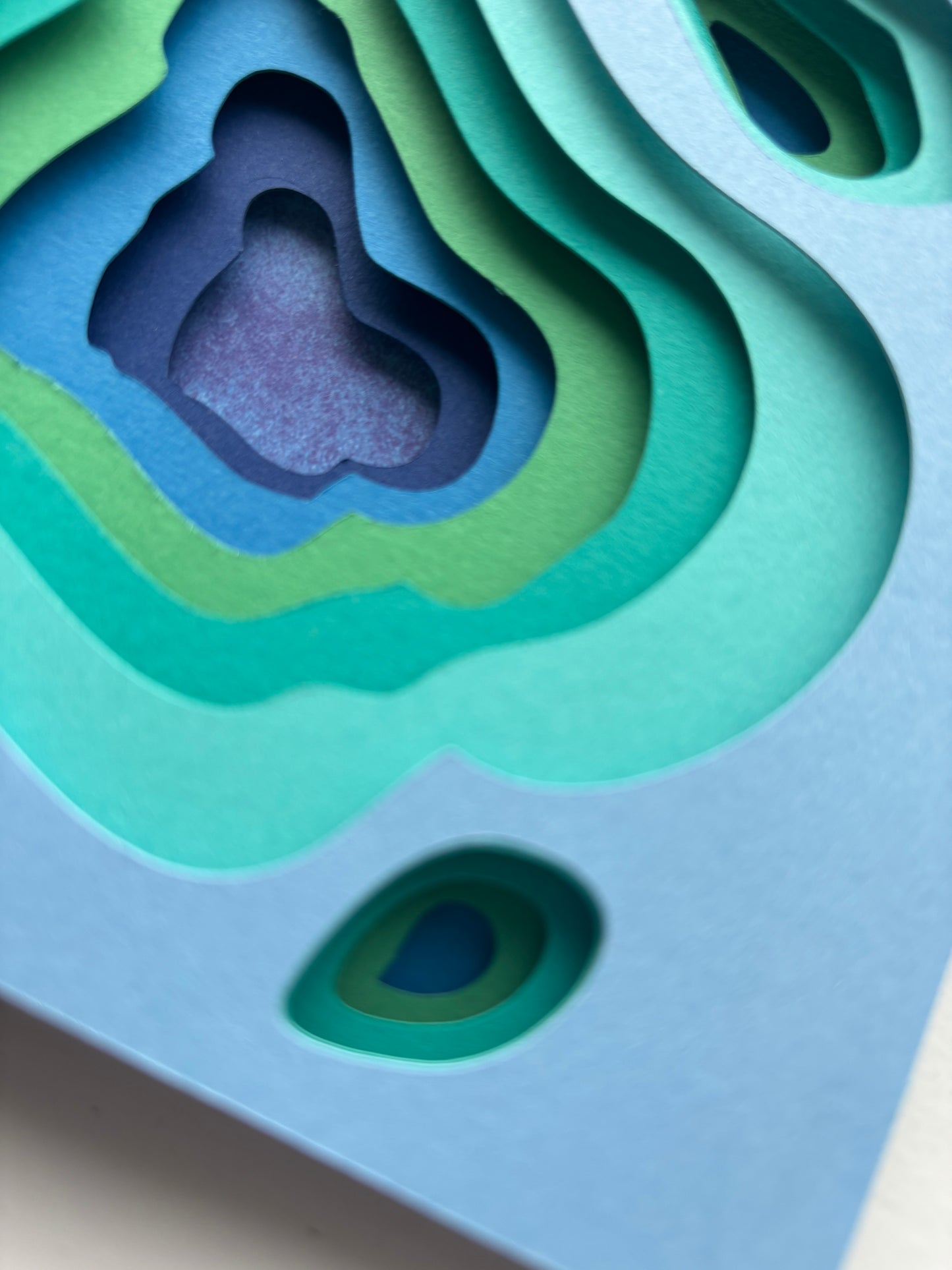 The Blue Topography - Layered paper sculpture