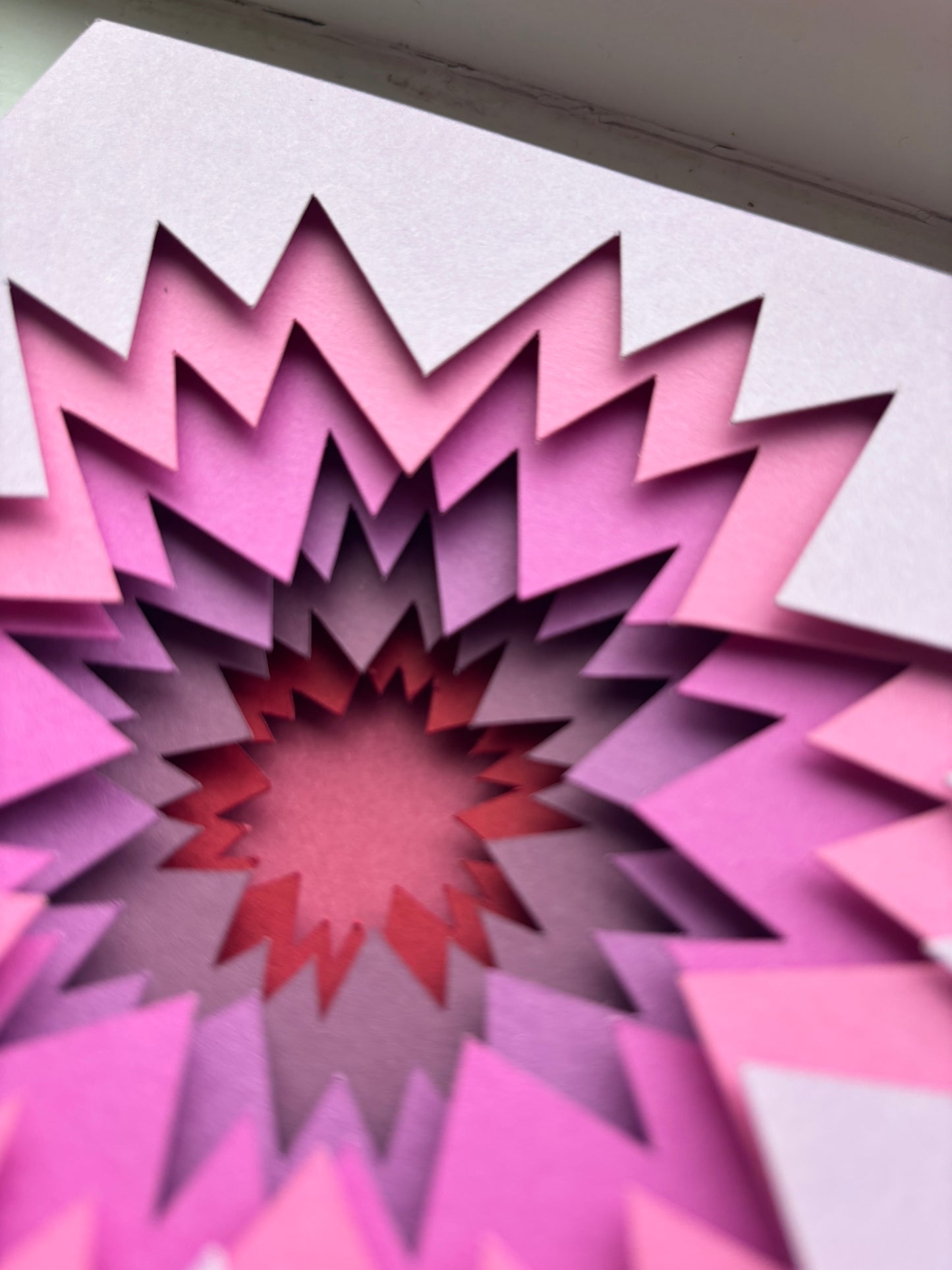 The Pink Spiky - Layered paper sculpture