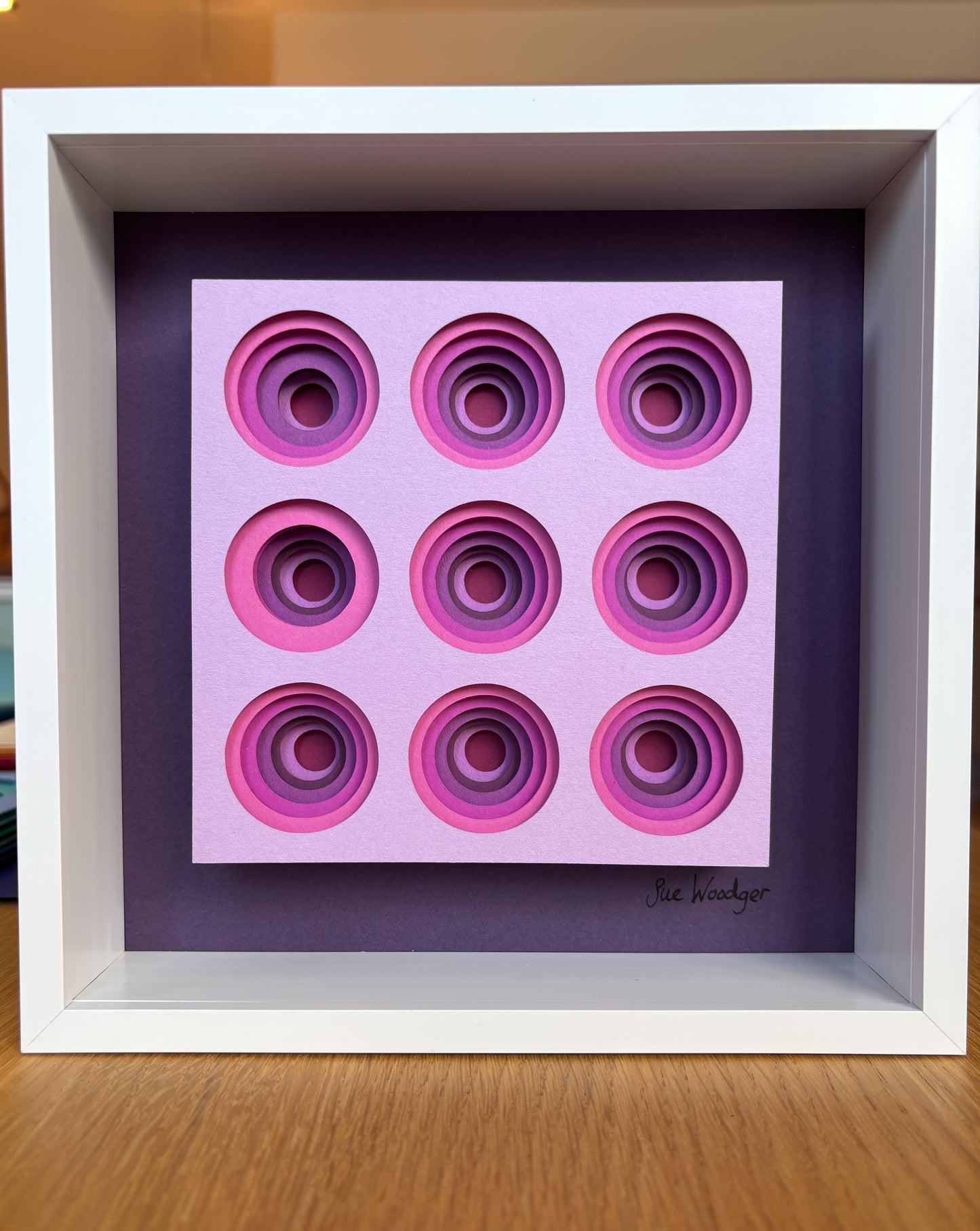 The Pink Circles - Layered paper sculpture