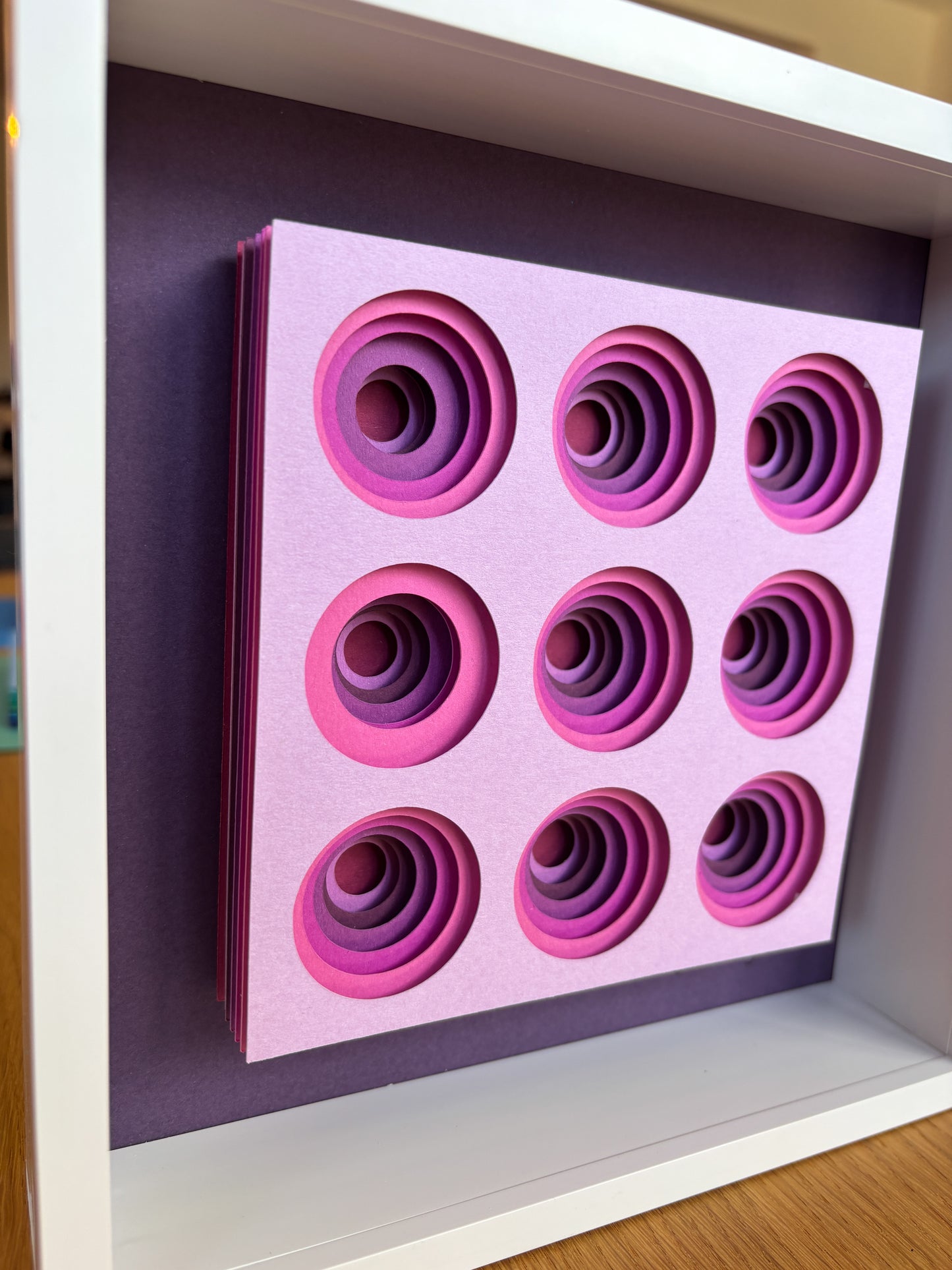 The Pink Circles - Layered paper sculpture