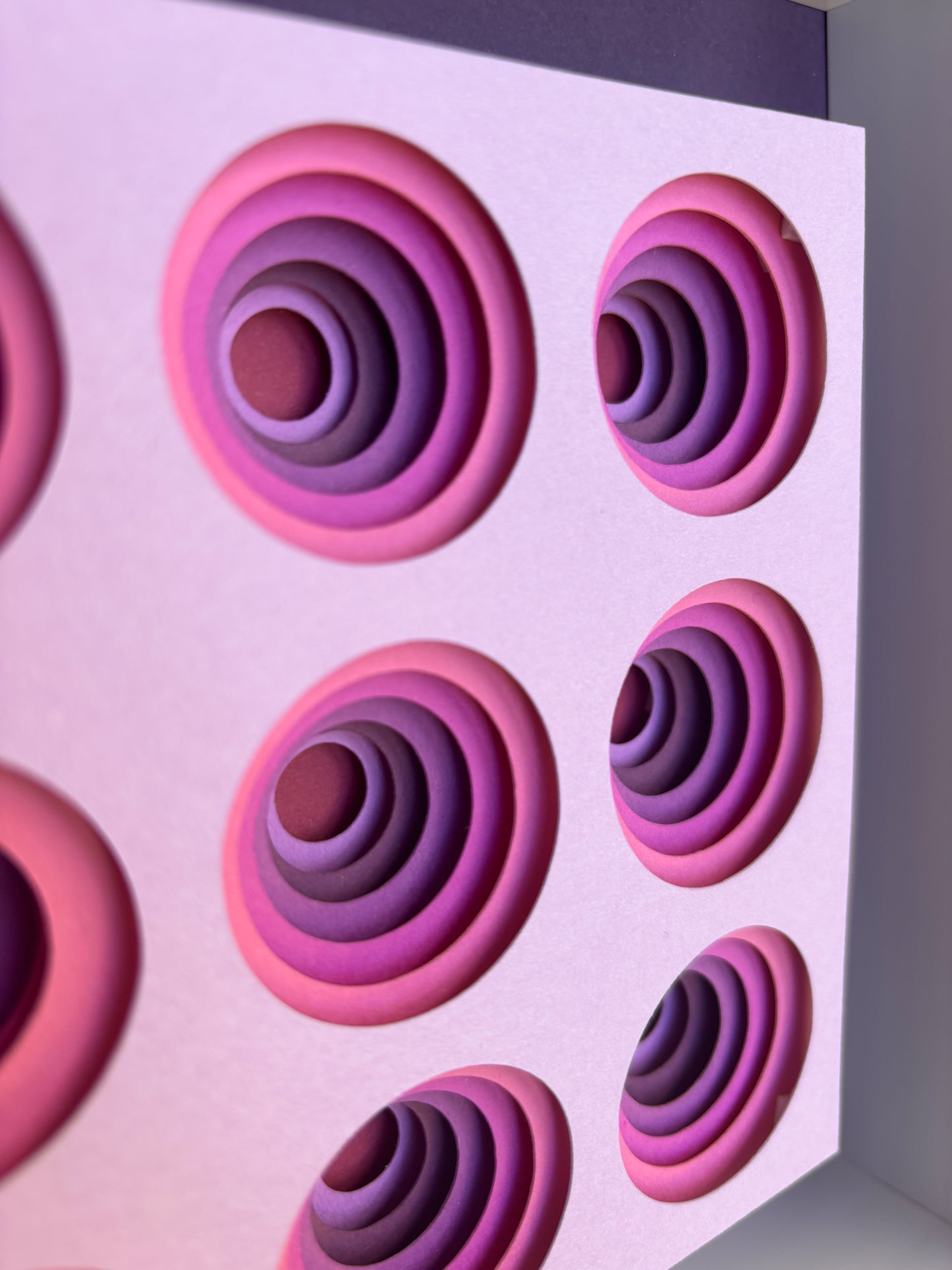 The Pink Circles - Layered paper sculpture