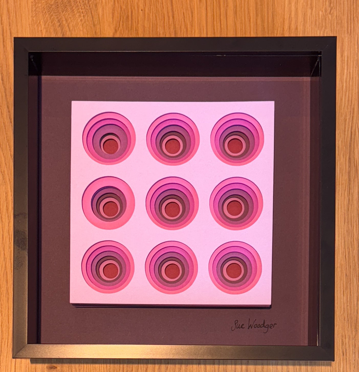 The Pink Circles - Layered paper sculpture