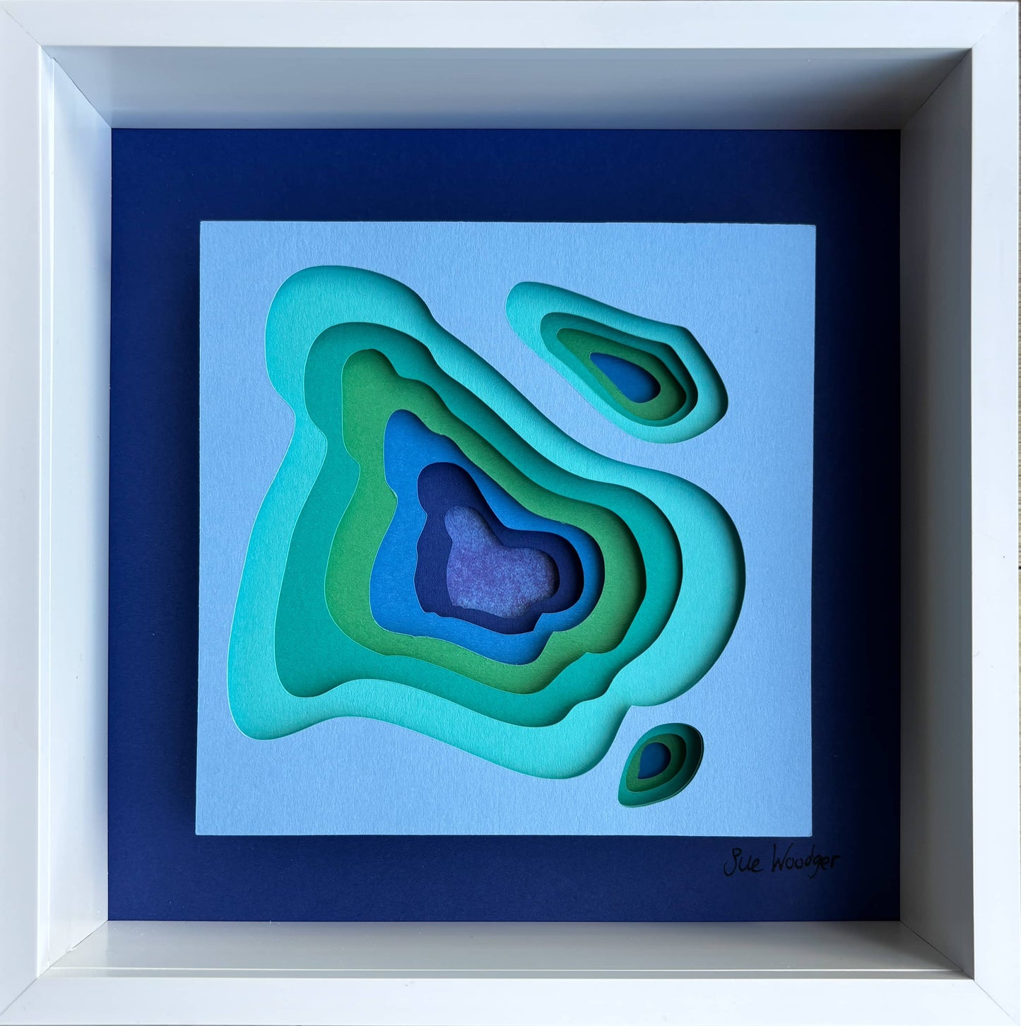 The Blue Topography - Layered paper sculpture