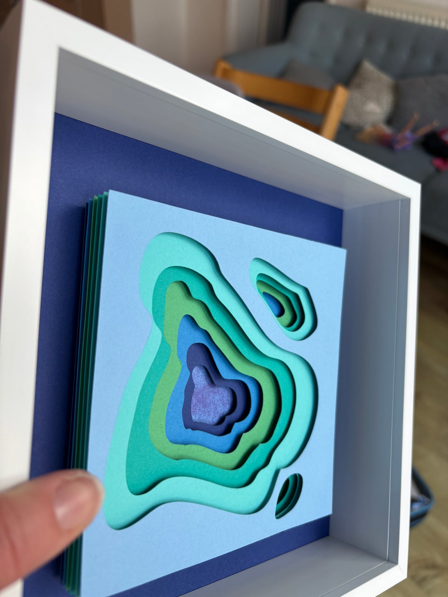 The Blue Topography - Layered paper sculpture