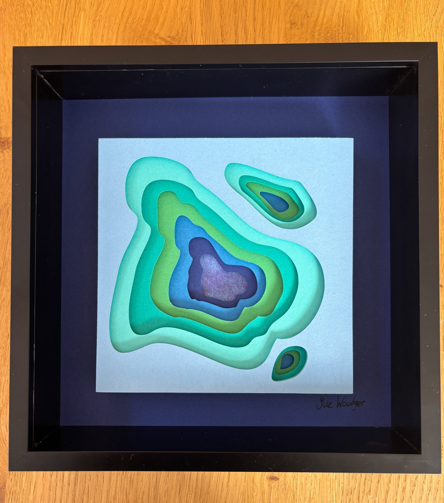 The Blue Topography - Layered paper sculpture