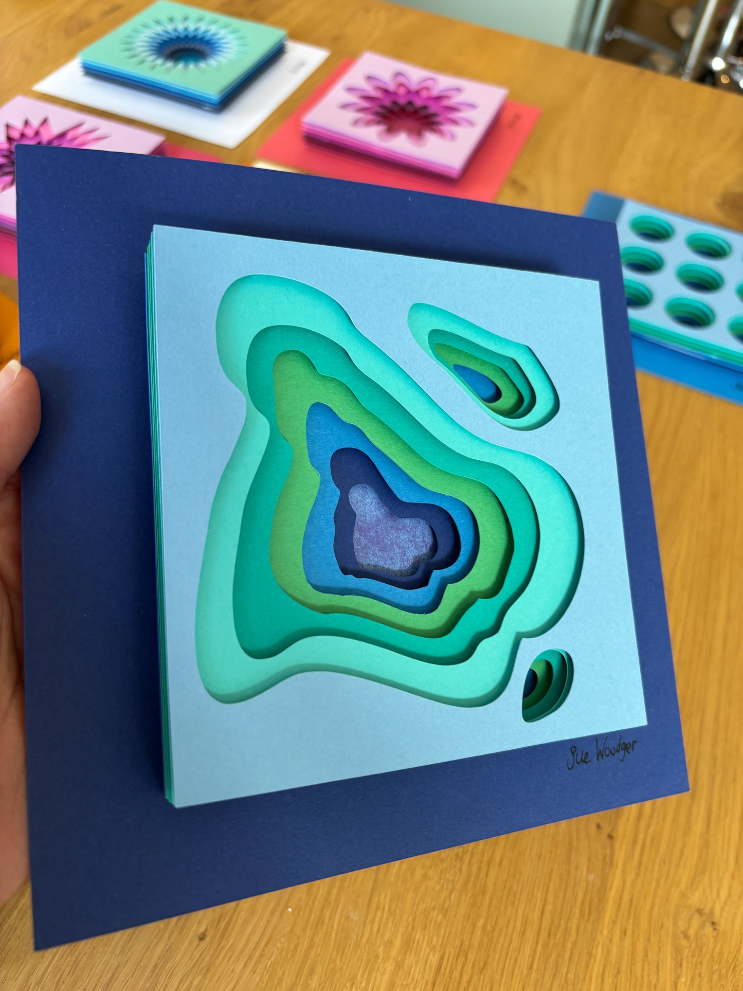 The Blue Topography - Layered paper sculpture