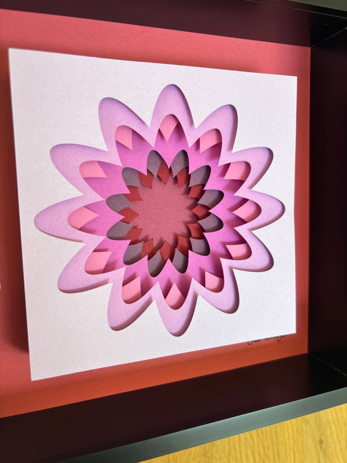 The Pink Flower - Layered paper sculpture