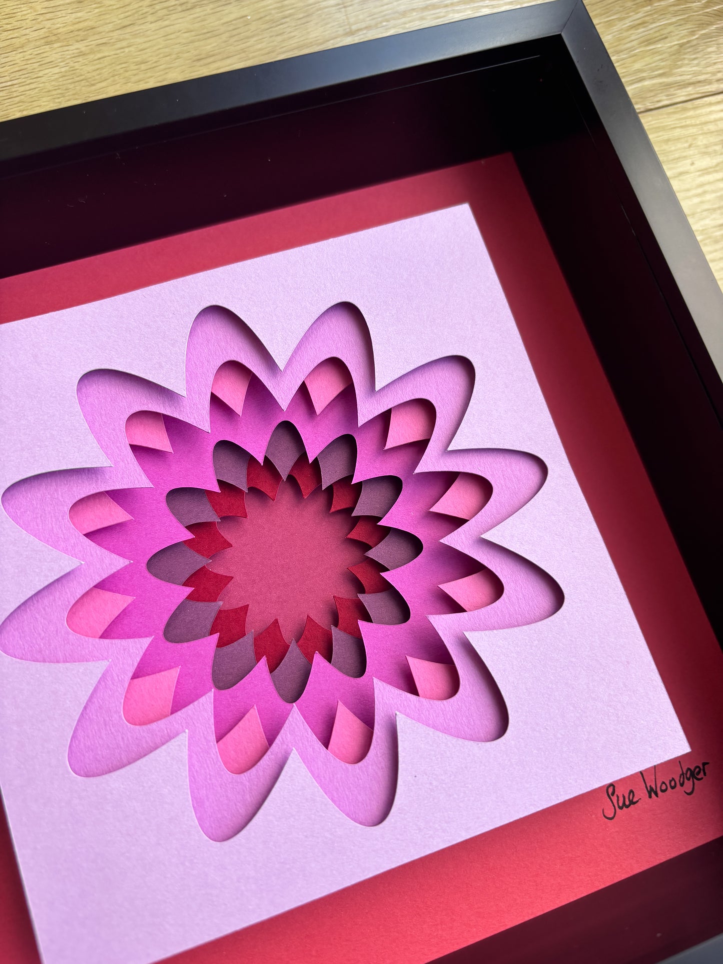 The Pink Flower - Layered paper sculpture