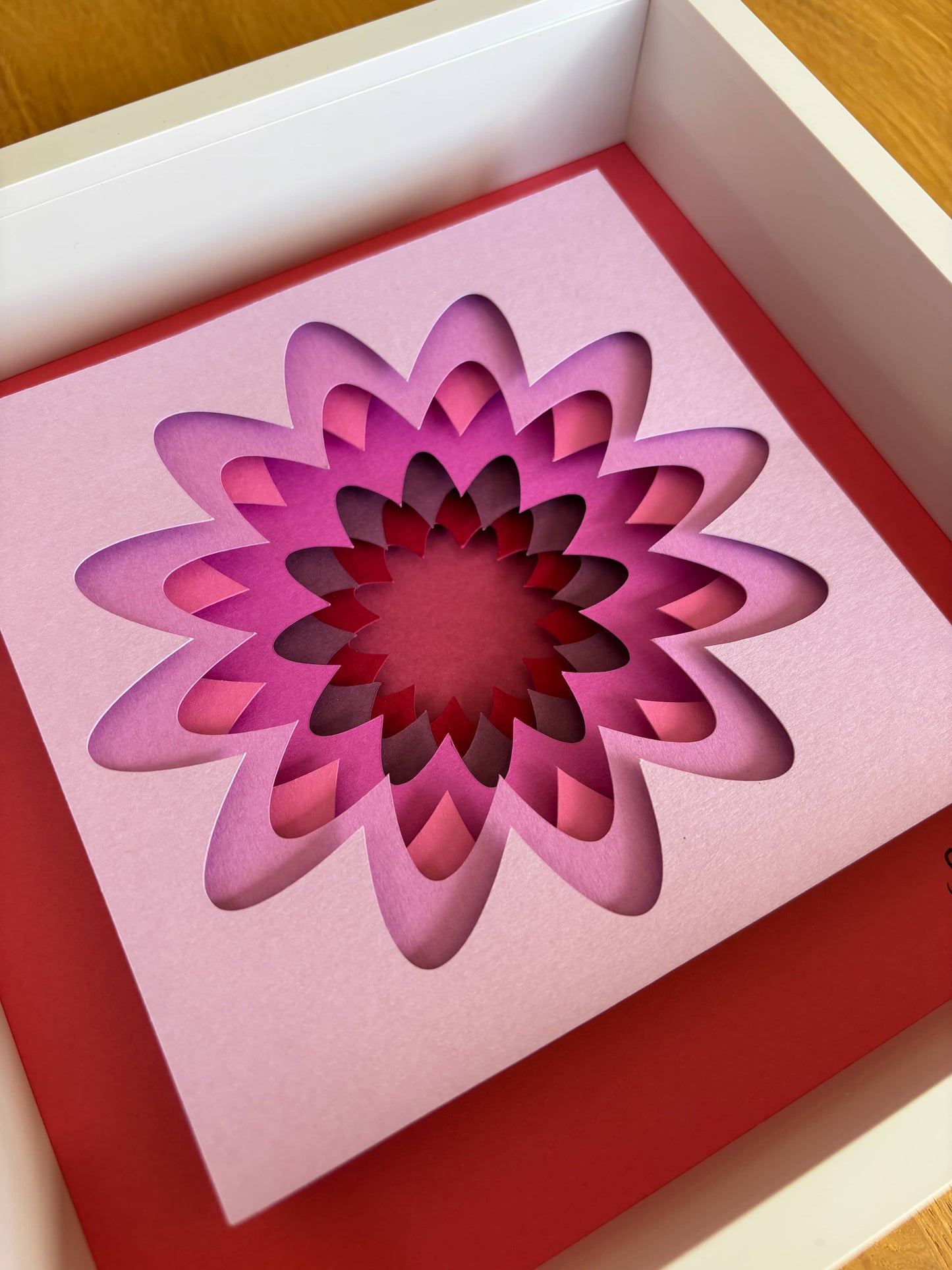 The Pink Flower - Layered paper sculpture
