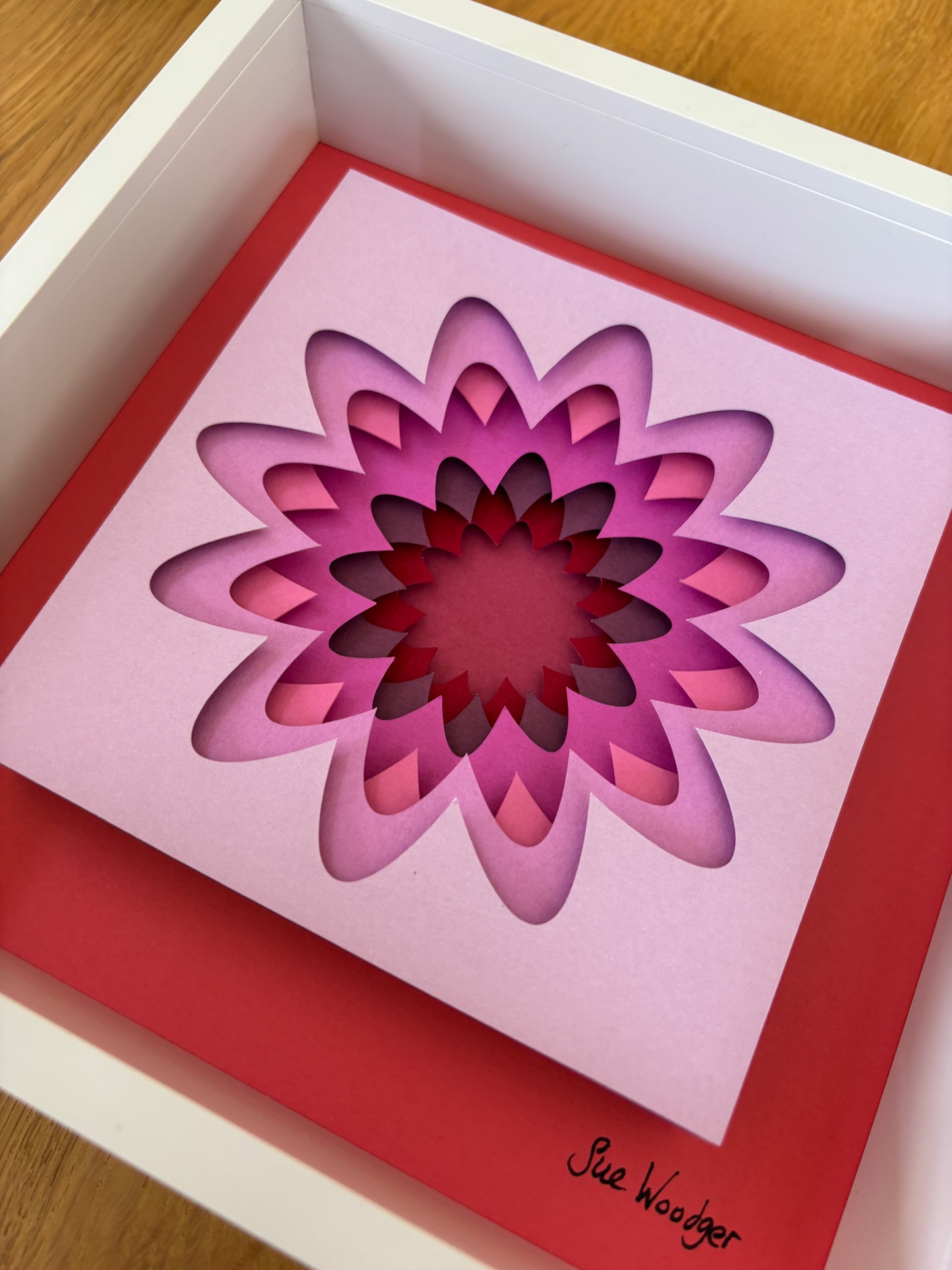 The Pink Flower - Layered paper sculpture