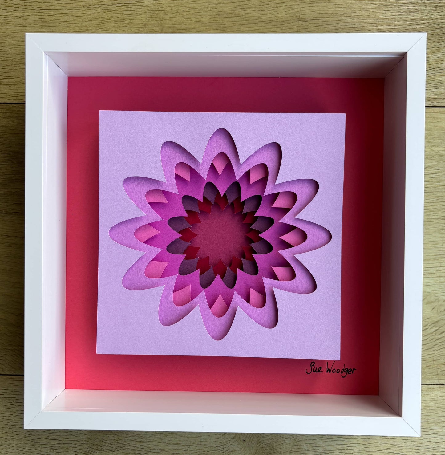 The Pink Flower - Layered paper sculpture