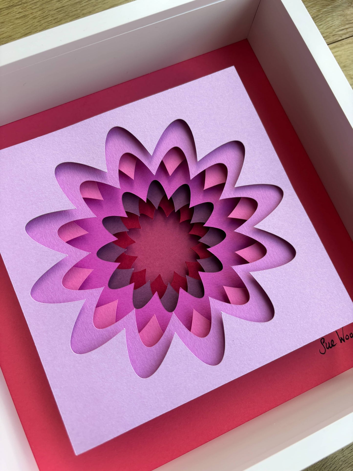 The Pink Flower - Layered paper sculpture