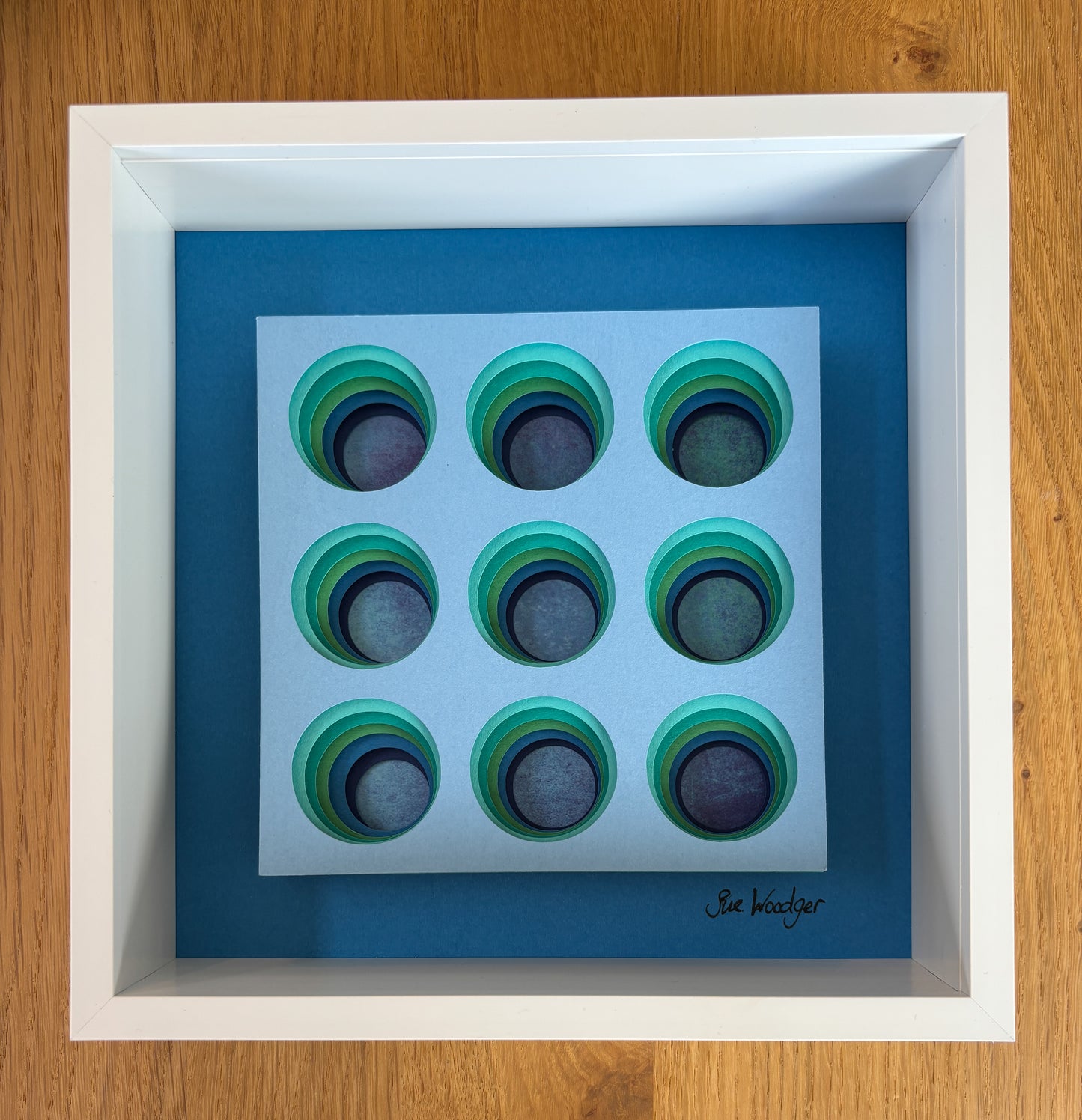 The Blue Circles - Layered paper sculpture