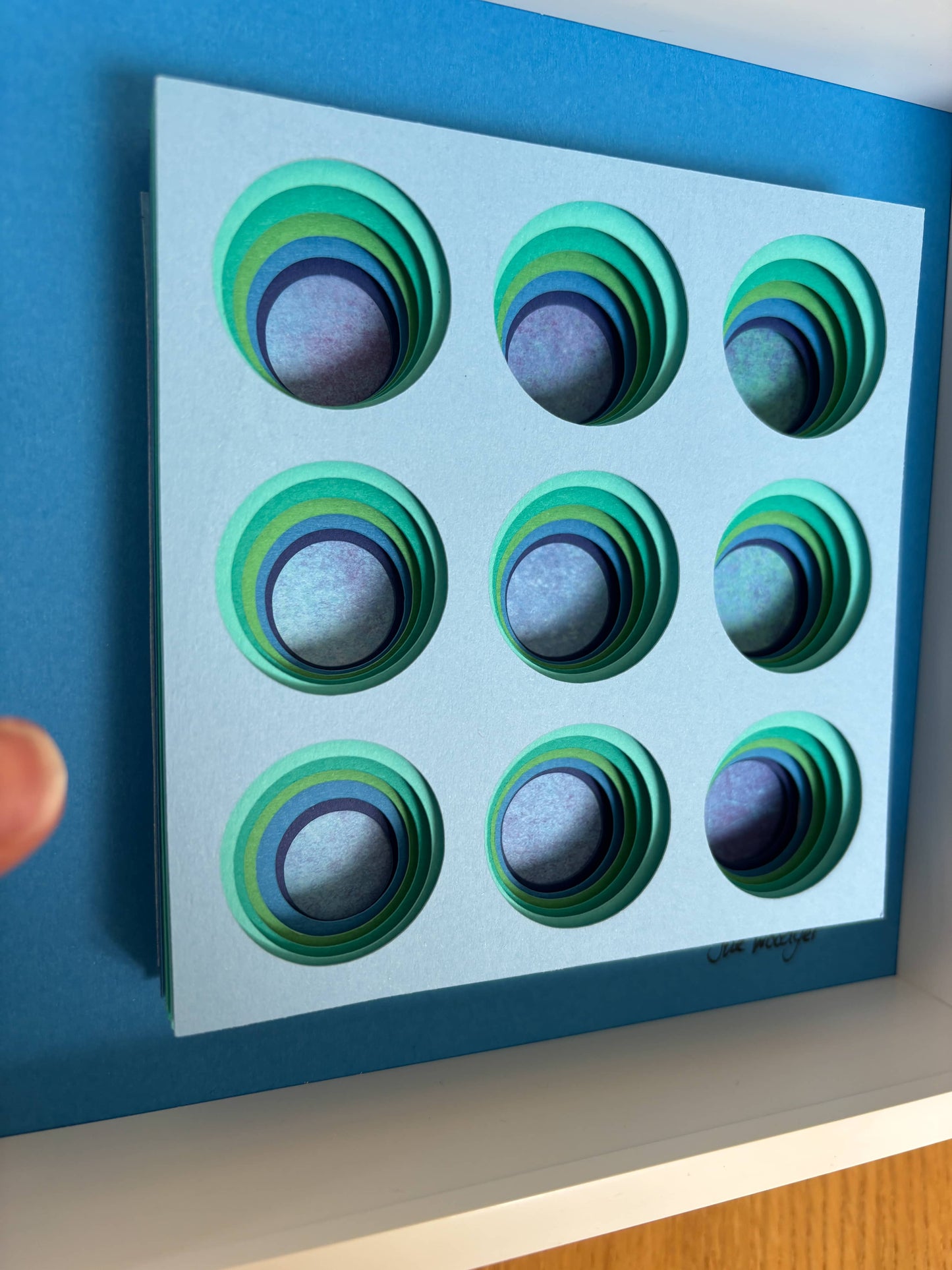 The Blue Circles - Layered paper sculpture