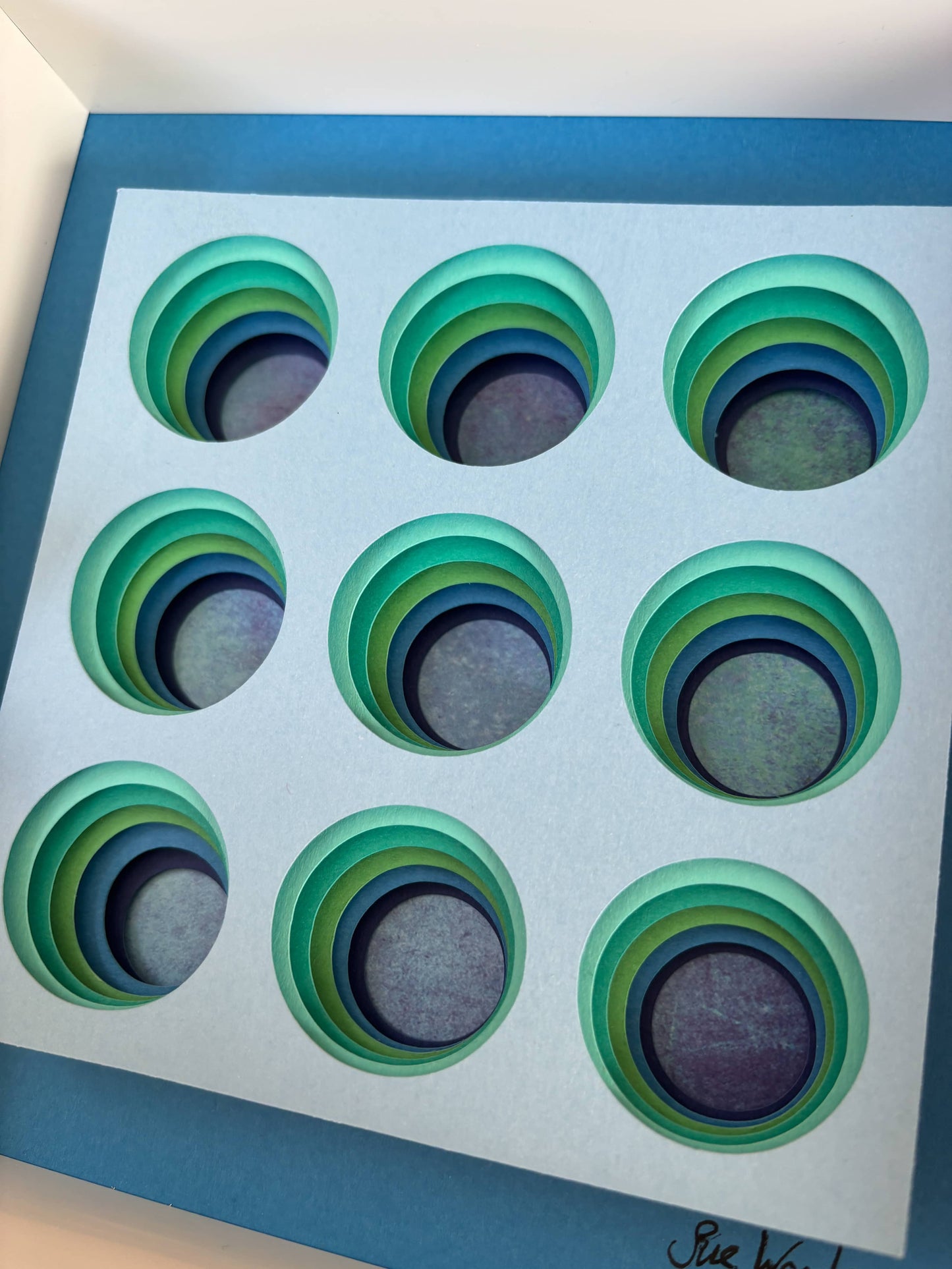The Blue Circles - Layered paper sculpture