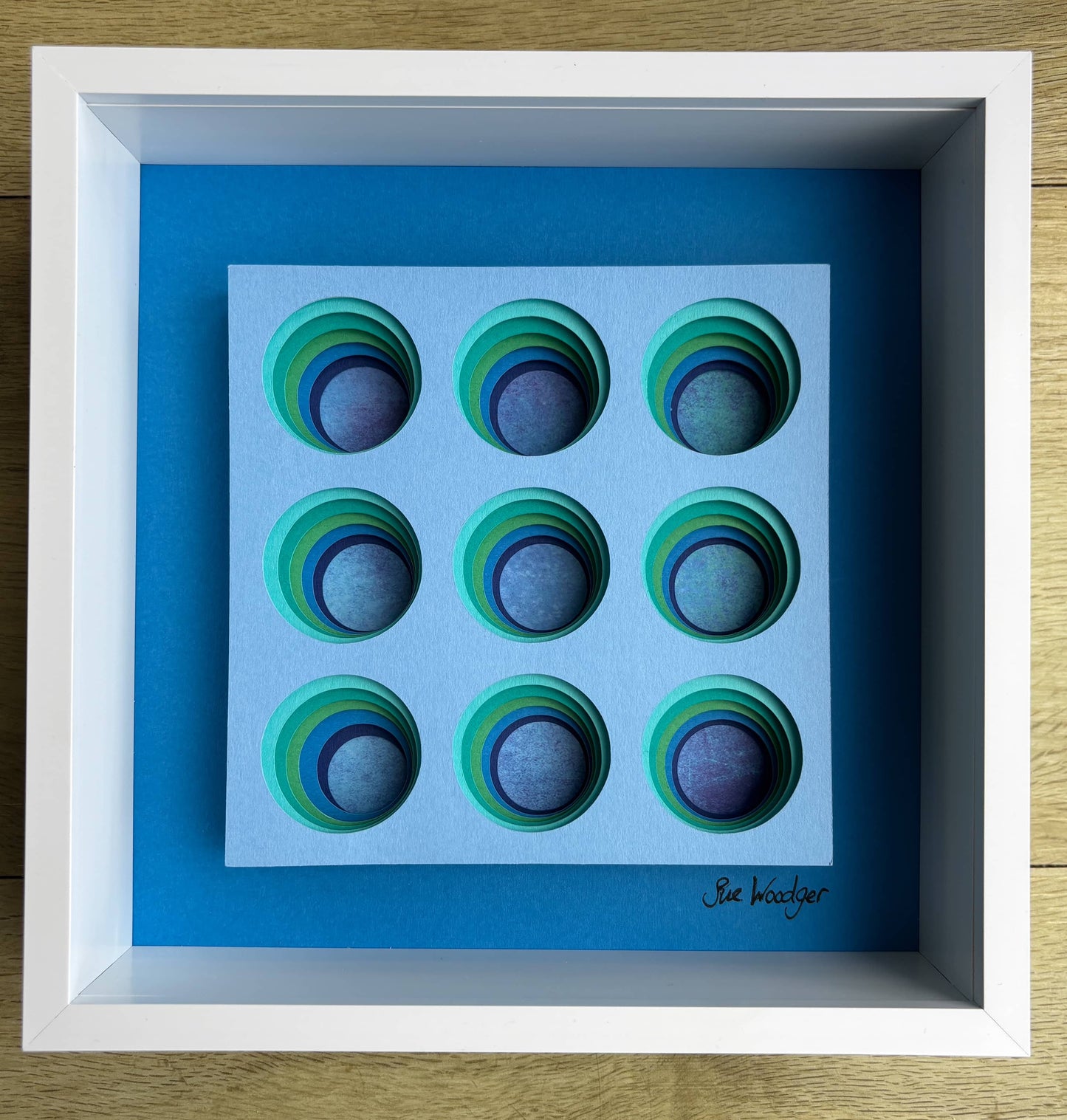 The Blue Circles - Layered paper sculpture