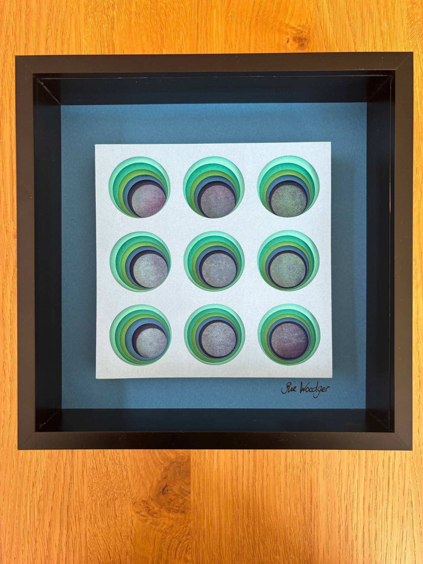 The Blue Circles - Layered paper sculpture