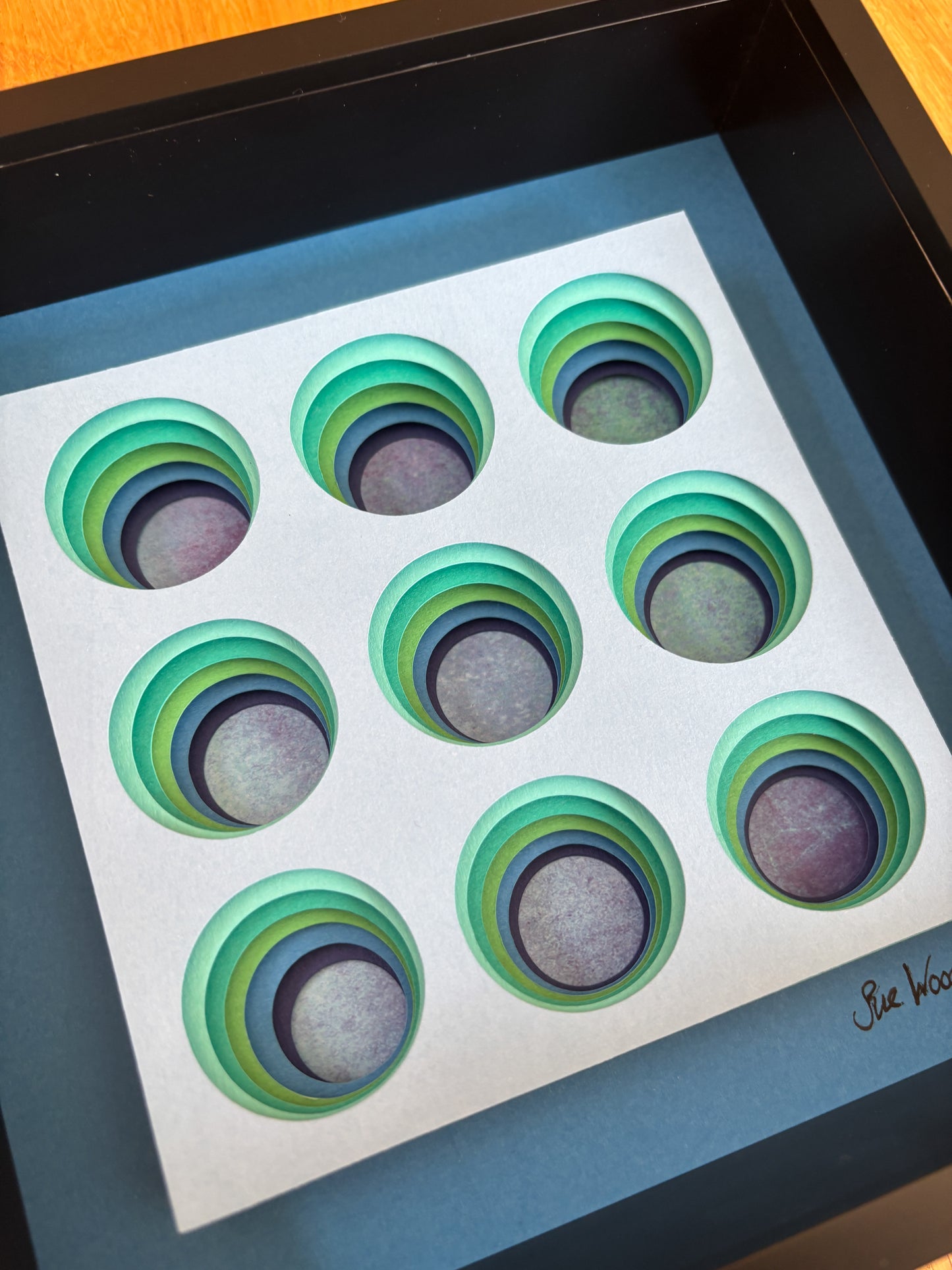 The Blue Circles - Layered paper sculpture
