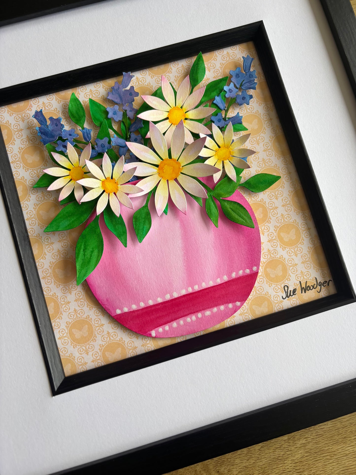 Flower Vase - daisies and bluebells