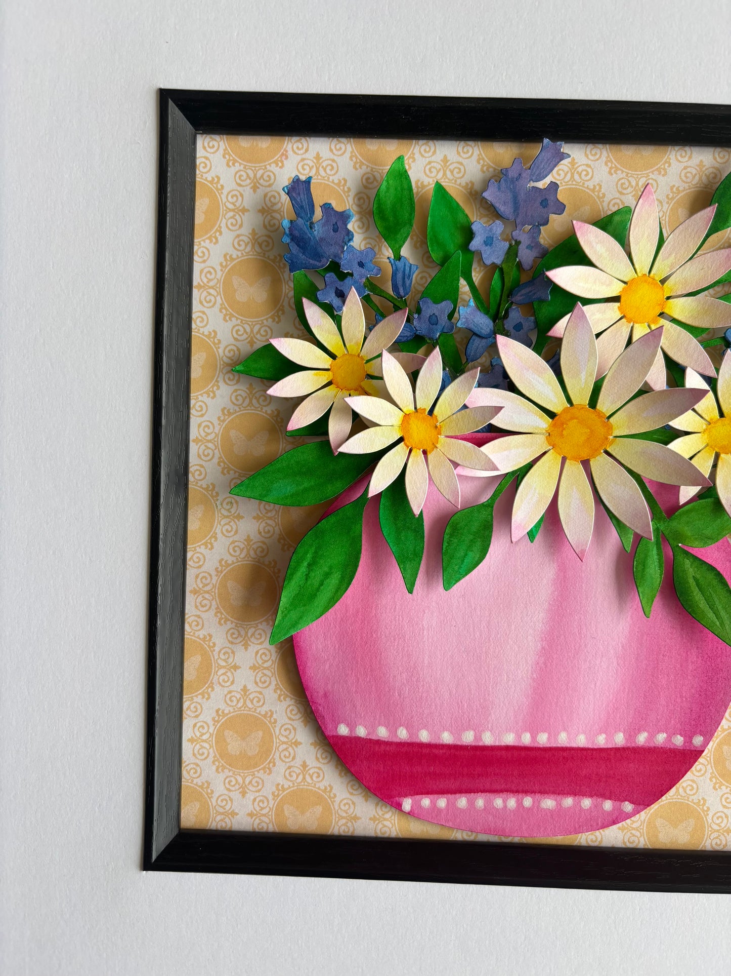Flower Vase - daisies and bluebells