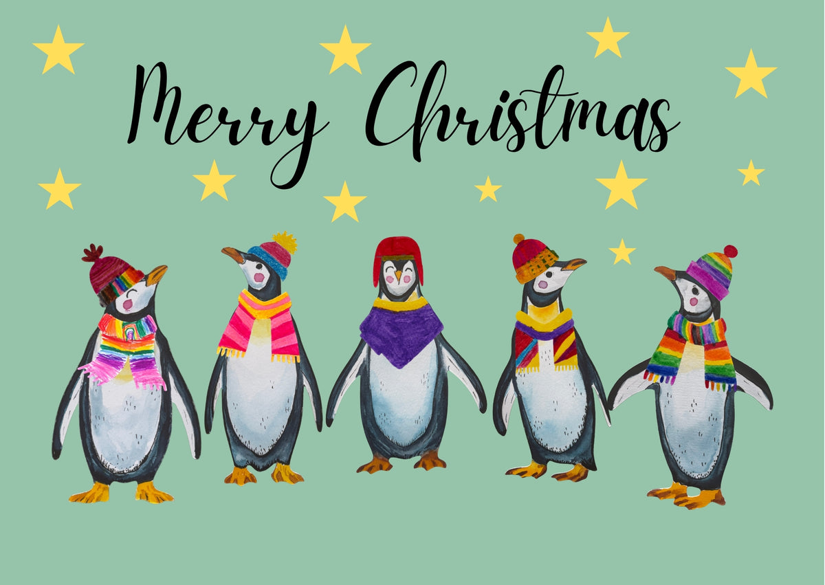 Charity Christmas Cards - Cosy Little Penguins - Pack of 8