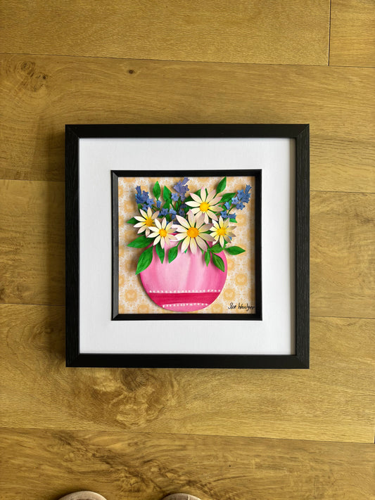 Flower Vase - daisies and bluebells