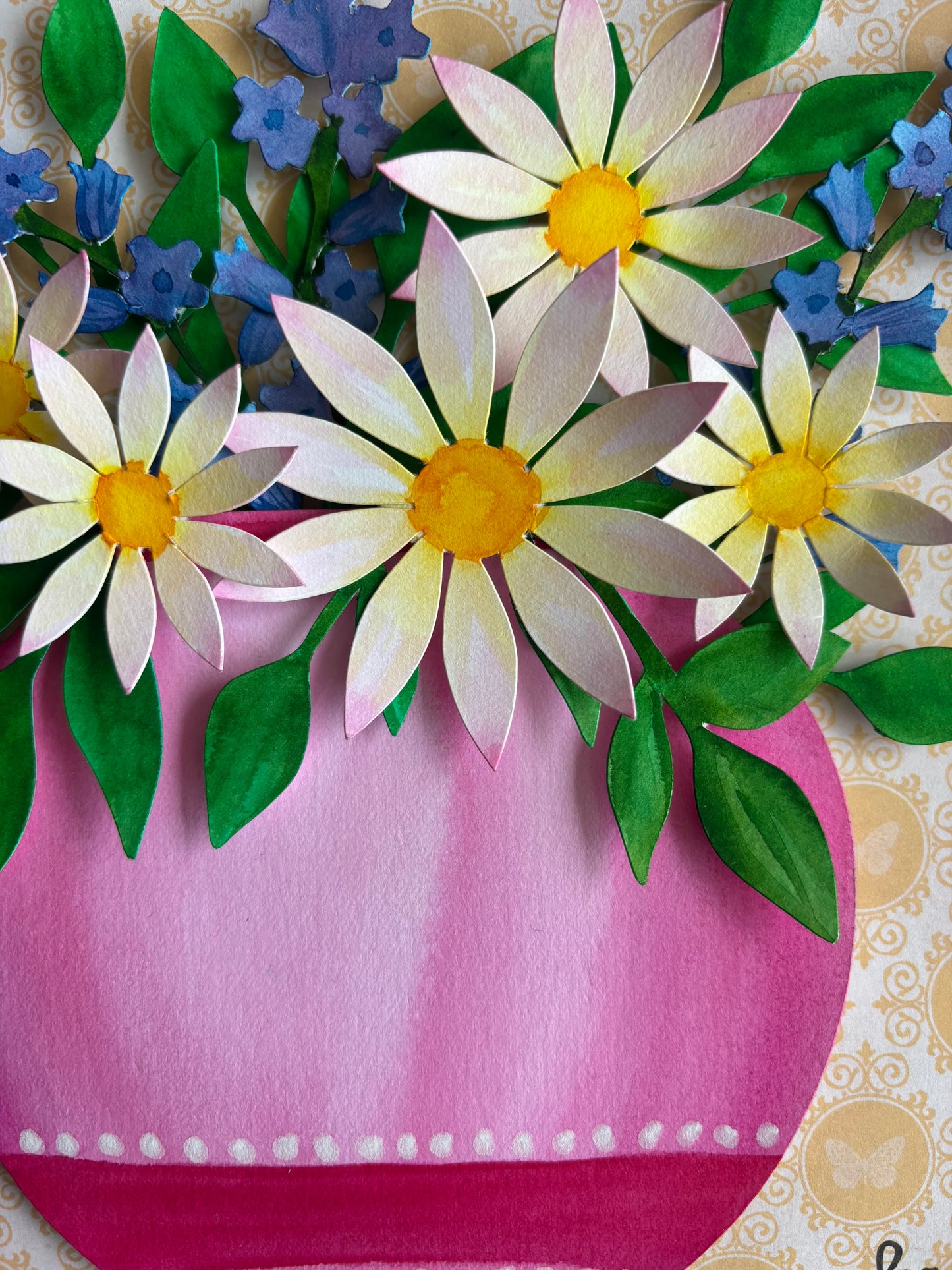 Flower Vase - daisies and bluebells