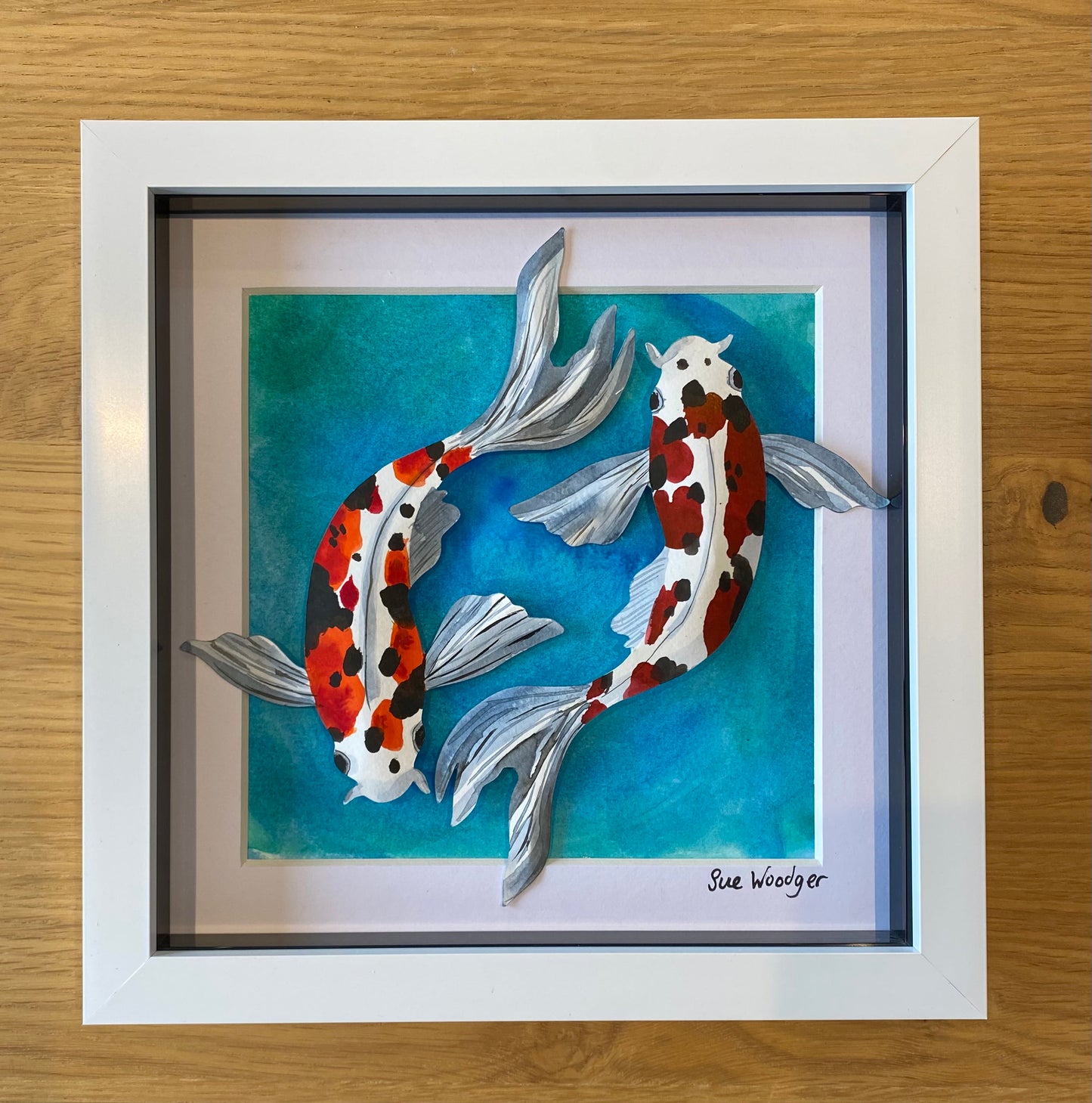 Painted paper Koi Duo