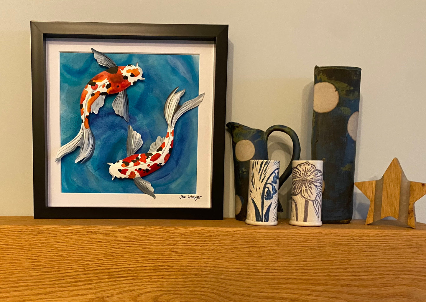 Painted paper Koi Duo