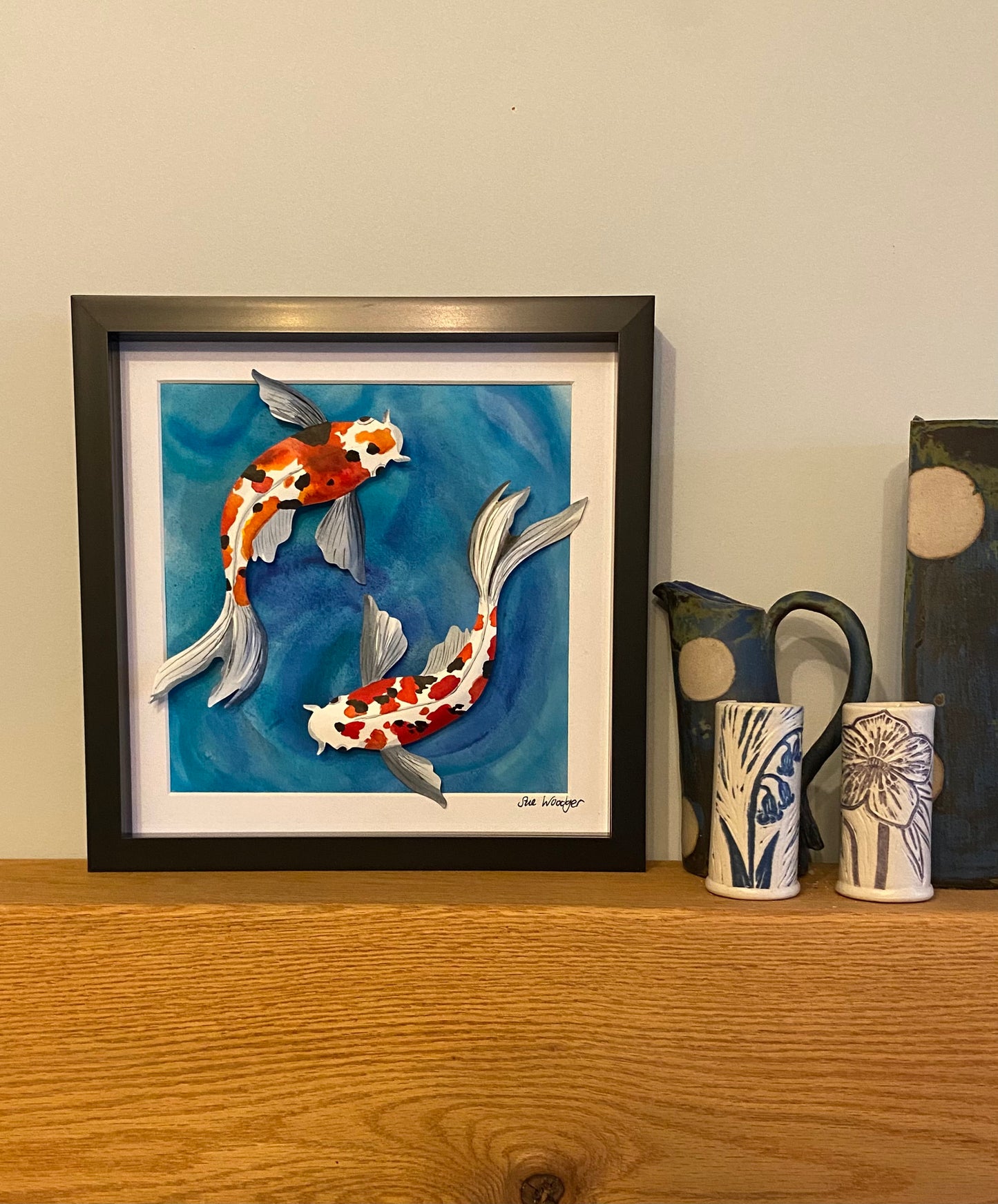 Painted paper Koi Duo