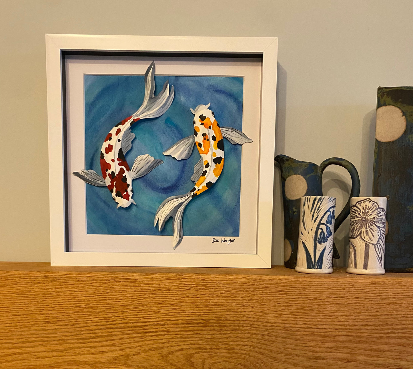 Painted paper Koi Duo