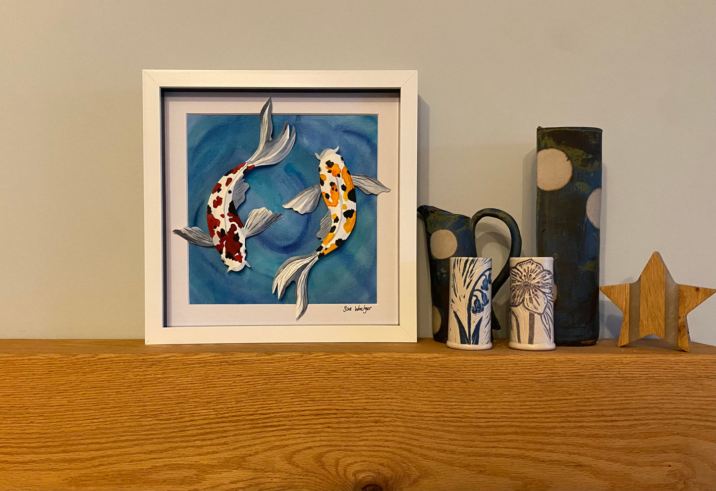 Painted paper Koi Duo