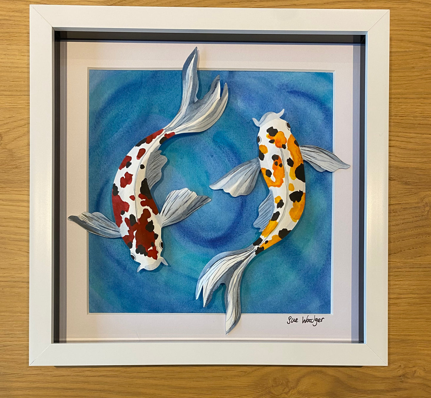 Painted paper Koi Duo