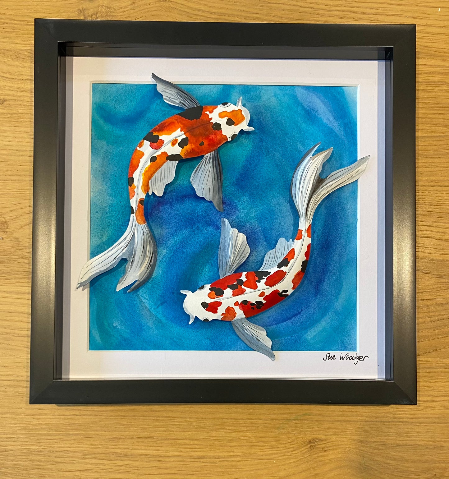 Painted paper Koi Duo