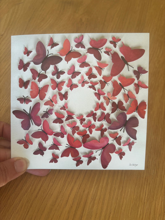 Greeting Card - Pink Butterflies - Blank Art Card