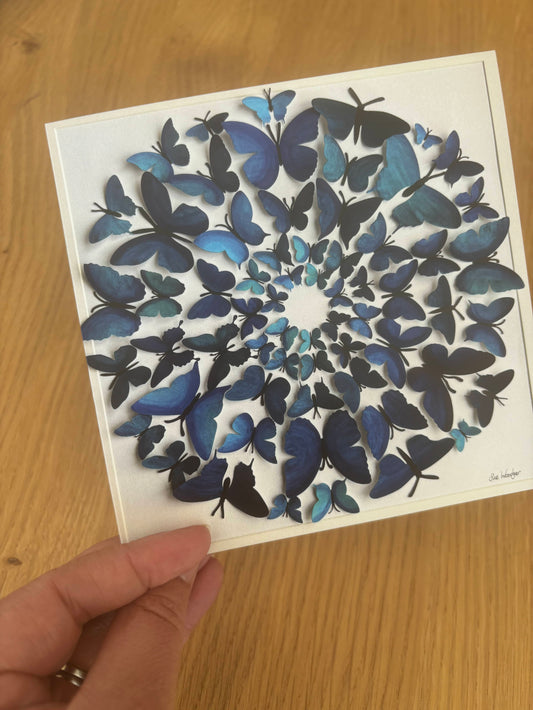 Greeting Card - Blue Butterflies - Blank Art Card