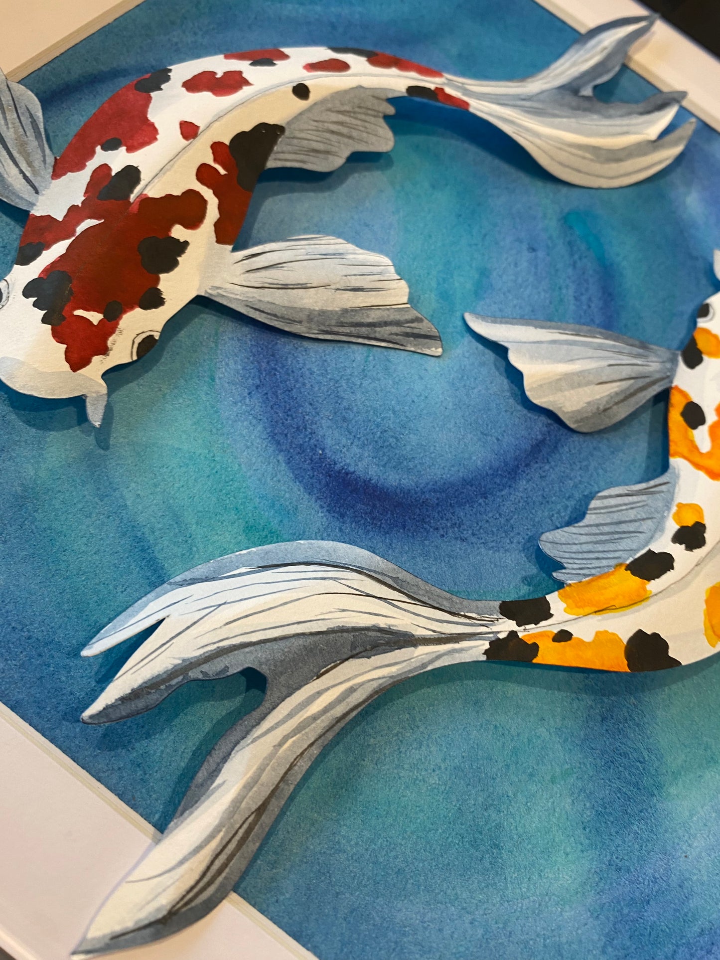 Painted paper Koi Duo