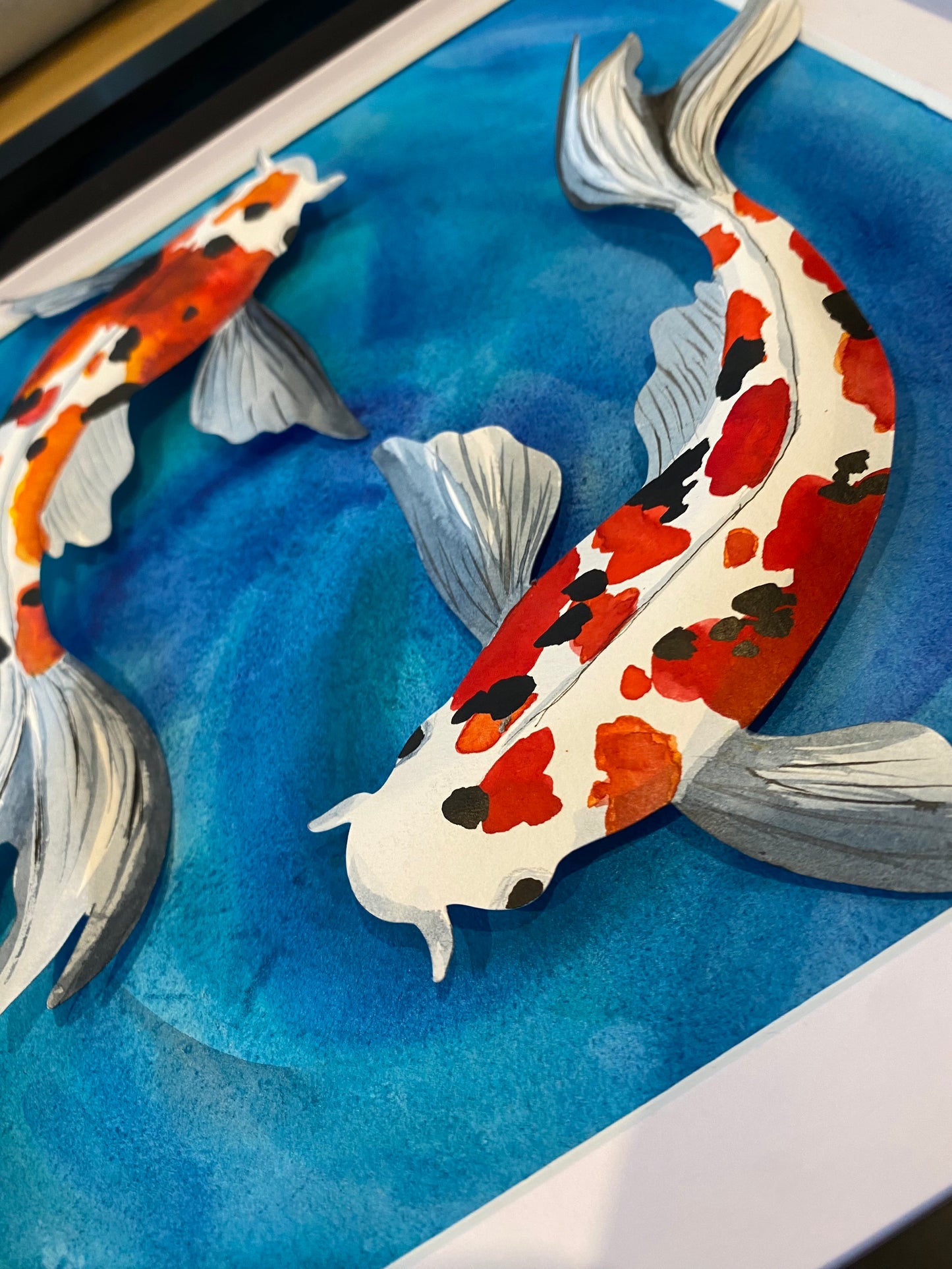 Painted paper Koi Duo