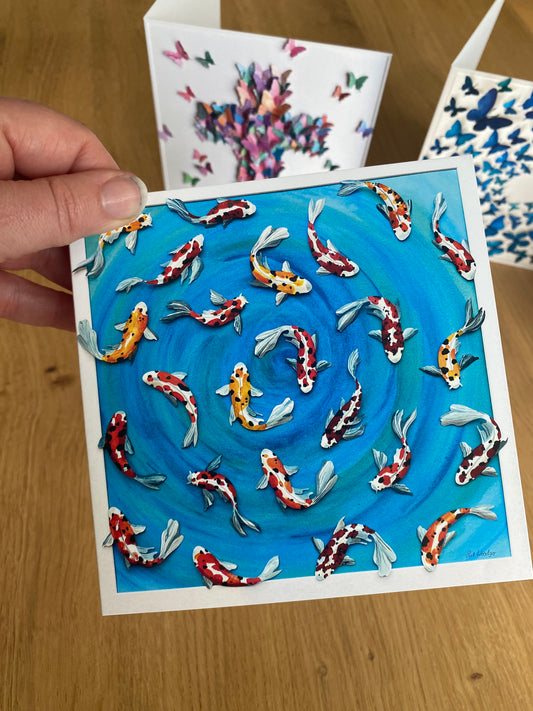 Greeting Card - Koi Pond- Blank Art Card